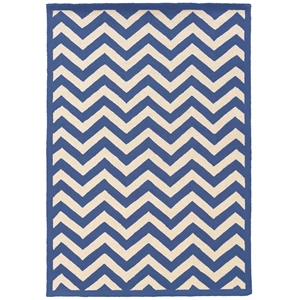 Linon Silhouette Chevron Hand Hooked Wool 5'x7' Rug in Navy