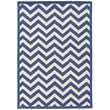 Linon Silhouette Chevron Hand Hooked Wool 5'x7' Rug in Navy
