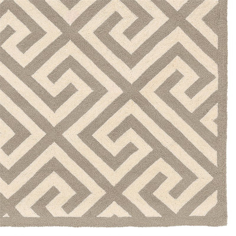 Linon Silhouette Greek Key Hand Hooked Wool 1'10