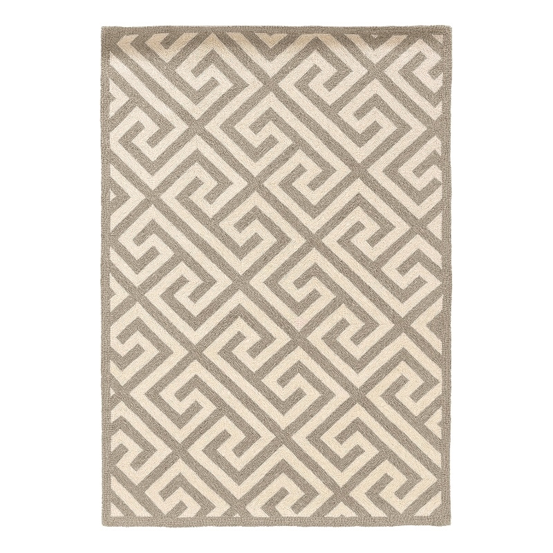 Linon Silhouette Greek Key Hand Hooked Wool 1'10