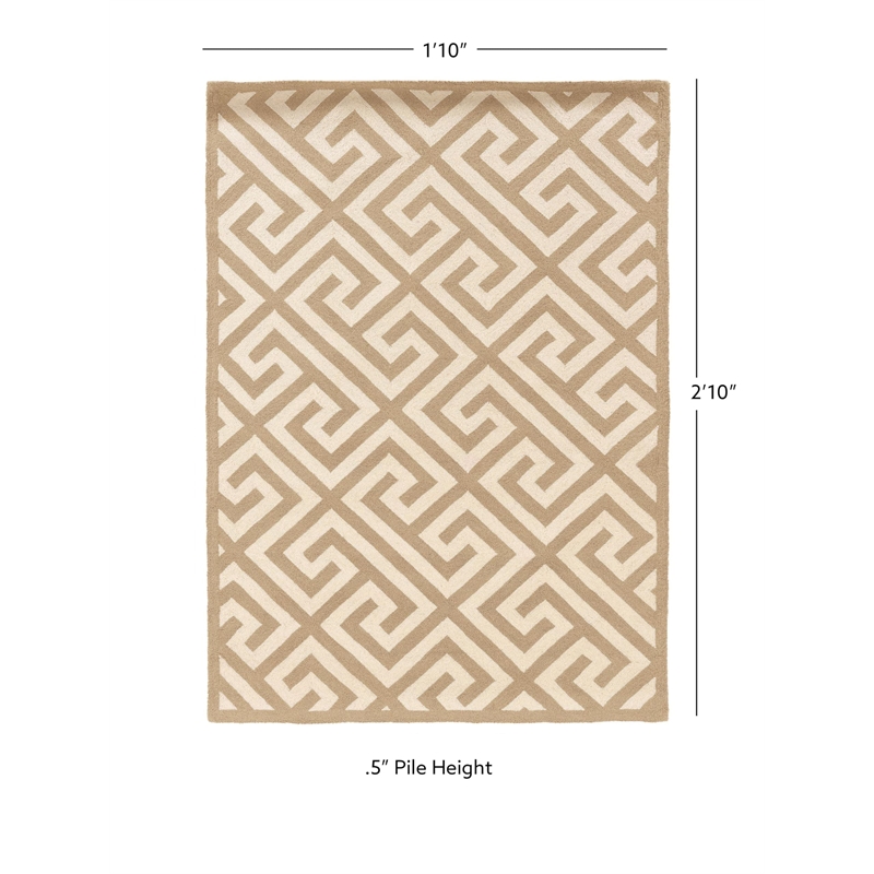 Linon Silhouette Greek Key Hand Hooked Wool 1'10