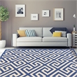 Linon Silhouette Greek Key Hand Hooked Wool 8'x10' Rug in Navy