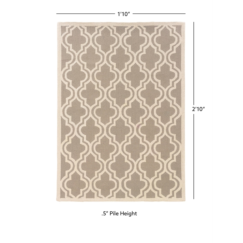 Linon Silhouette Quatrefoil Hand Hooked Wool 1'10