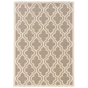 Linon Silhouette Quatrefoil Hand Hooked Wool 8'x10' Rug in Gray