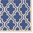 Linon Silhouette Quatrefoil Hand Hooked Wool 5'x7' Rug in Navy