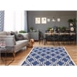 Linon Silhouette Quatrefoil Hand Hooked Wool 8'x10' Rug in Navy