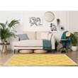 Linon Silhouette Quatrefoil Hand Hooked Wool 5'x7' Rug in Yellow