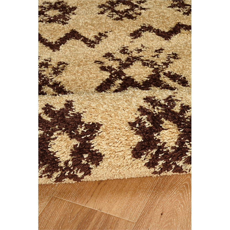 Linon Moroccan Mekenes Power Loomed Polypropylene 5'x7' Rug in Brown