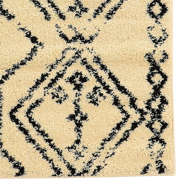 Linon Moroccan Fes Power Loomed Polypropylene 3'x5' Rug in Ivory