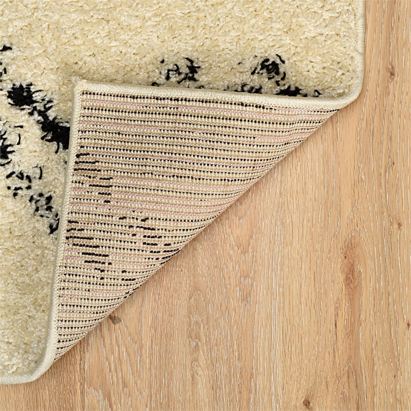 Linon Moroccan Fes Power Loomed Polypropylene 3'x5' Rug in Ivory