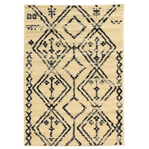 Linon Moroccan Fes Power Loomed Polypropylene 3'x5' Rug in Ivory