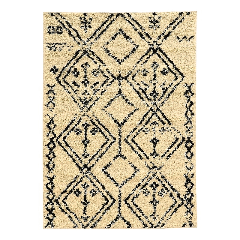 Linon Moroccan Fes Power Loomed Polypropylene 3'x5' Rug in Ivory
