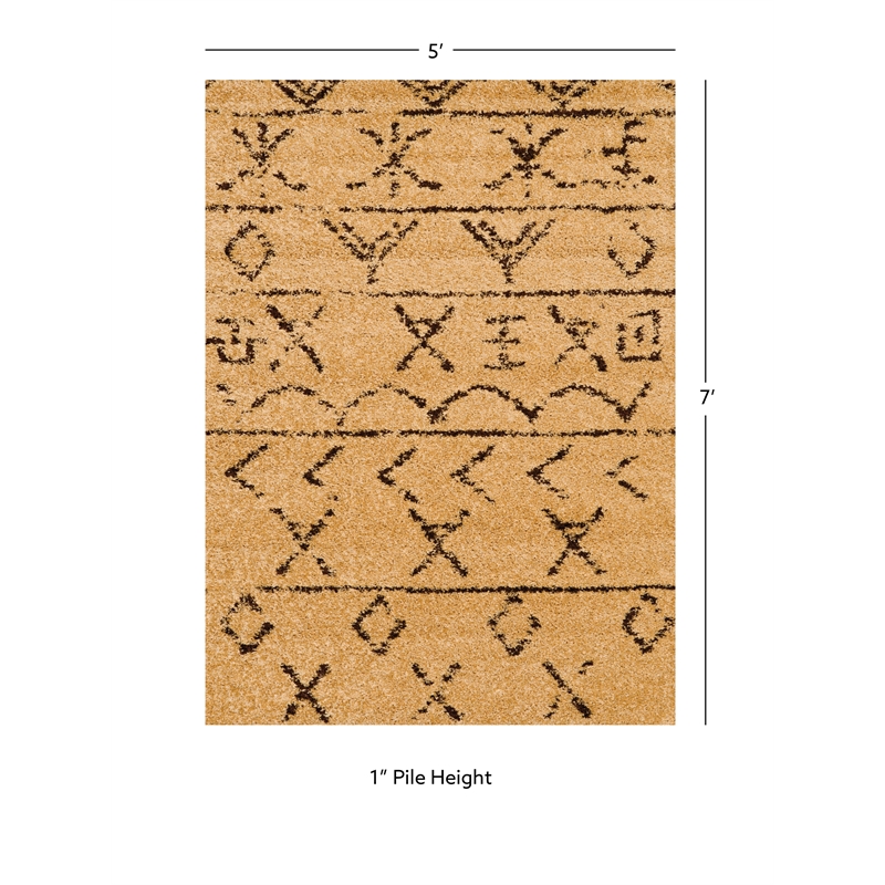 Linon Moroccan Atlas Power Loomed Polypropylene 5'x7' Rug in Brown