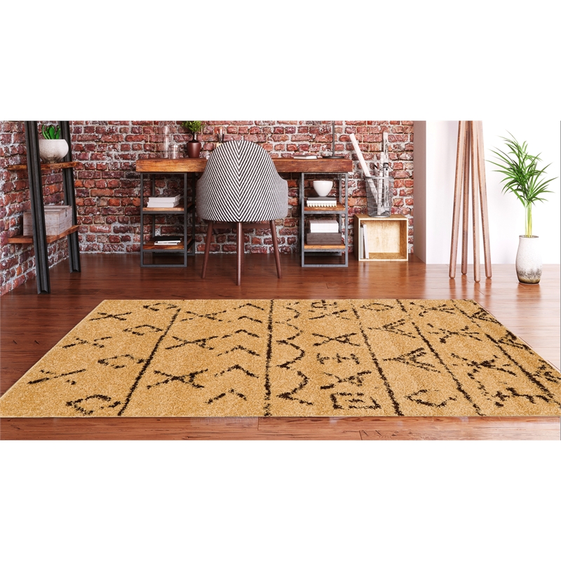 Linon Moroccan Atlas Power Loomed Polypropylene 8'x10' Rug in Brown