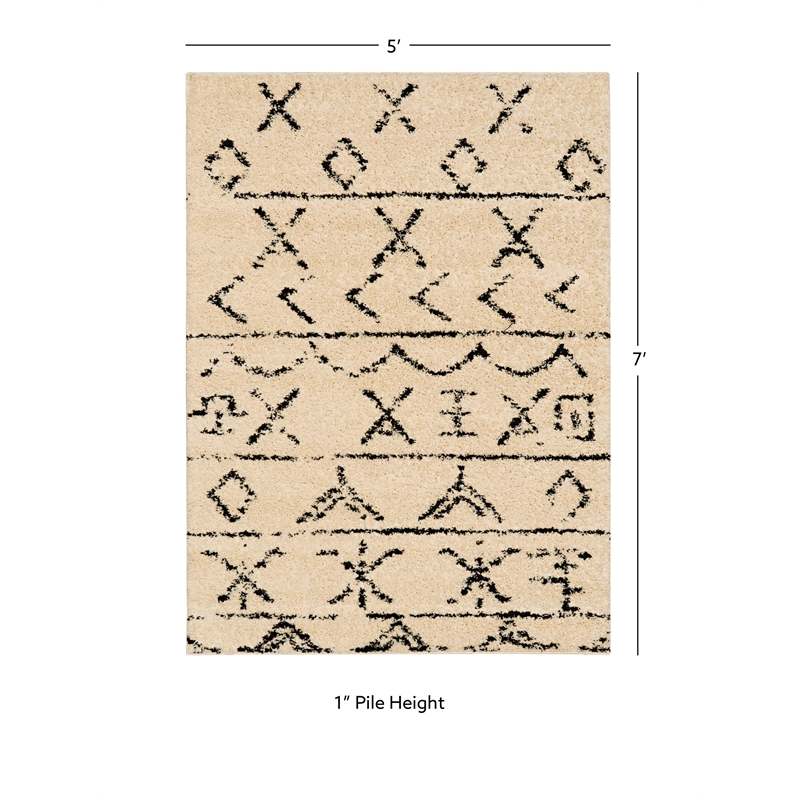 Linon Moroccan Atlas Power Loomed Polypropylene 5'x7' Rug in Ivory