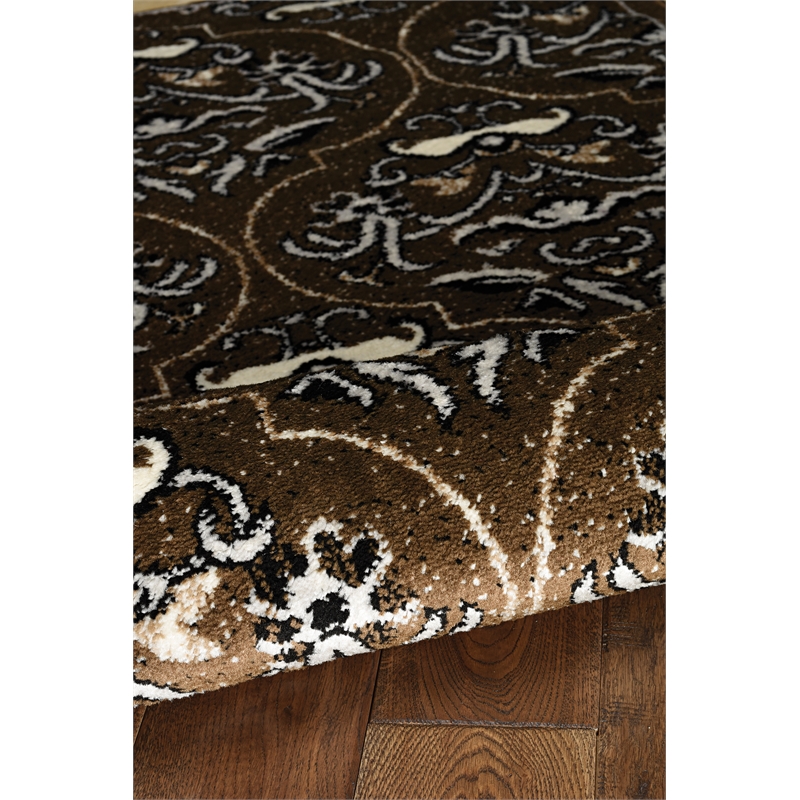 Linon Elegance England Power Loomed Polypropylene 8'x10' Rug in Brown