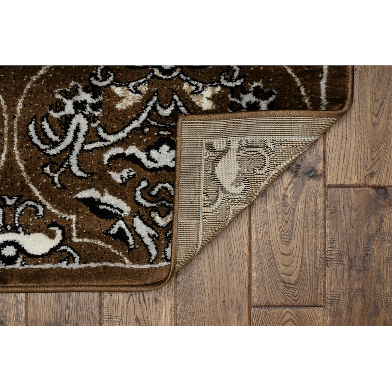 Linon Elegance England Power Loomed Polypropylene 8'x10' Rug in Brown