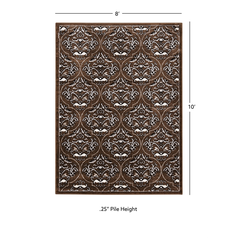 Linon Elegance England Power Loomed Polypropylene 8'x10' Rug in Brown