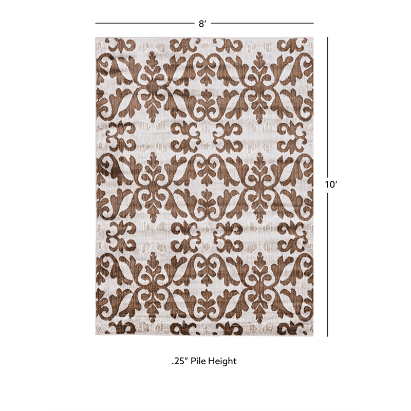 Linon Elegance Florence Power Loomed Polypropylene 8'x10' Rug in Ivory