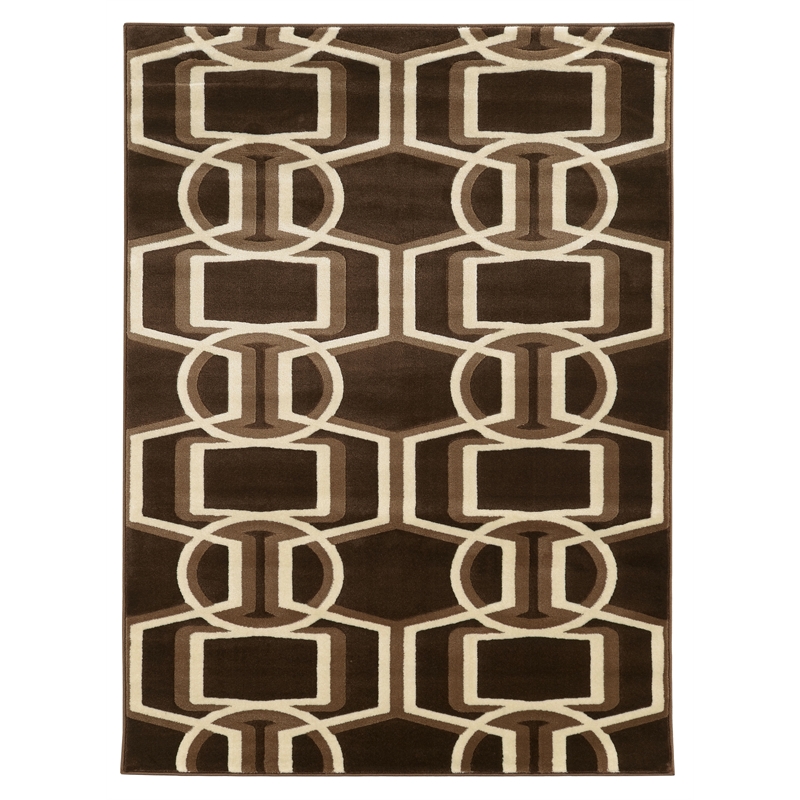 Linon Roma Bridle Power Loomed Polypropylene 8'x10' Rug in Brown