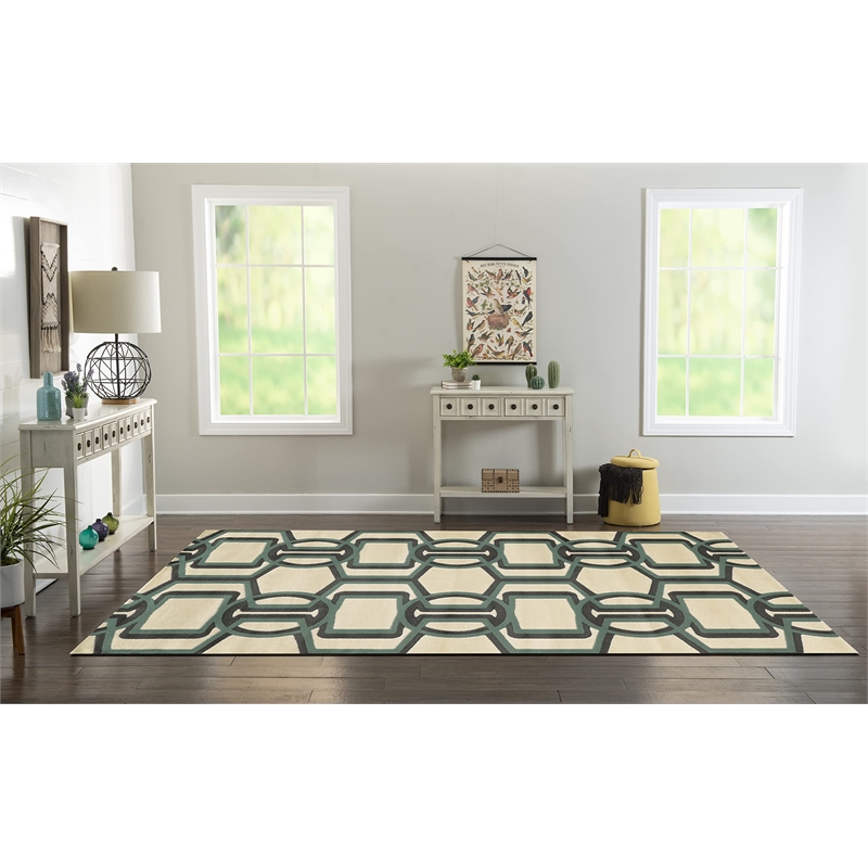 Linon Roma Bridle Power Loomed Polypropylene 8'x10' Area Rug in Gray