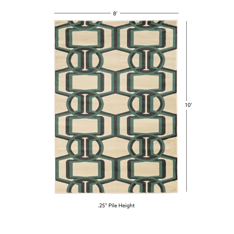 Linon Roma Bridle Power Loomed Polypropylene 8'x10' Area Rug in Gray