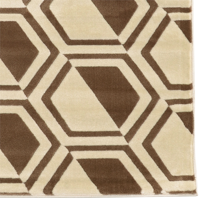 Linon Roma Comb Power Loomed Polypropylene 5'x7' Rug in Ivory