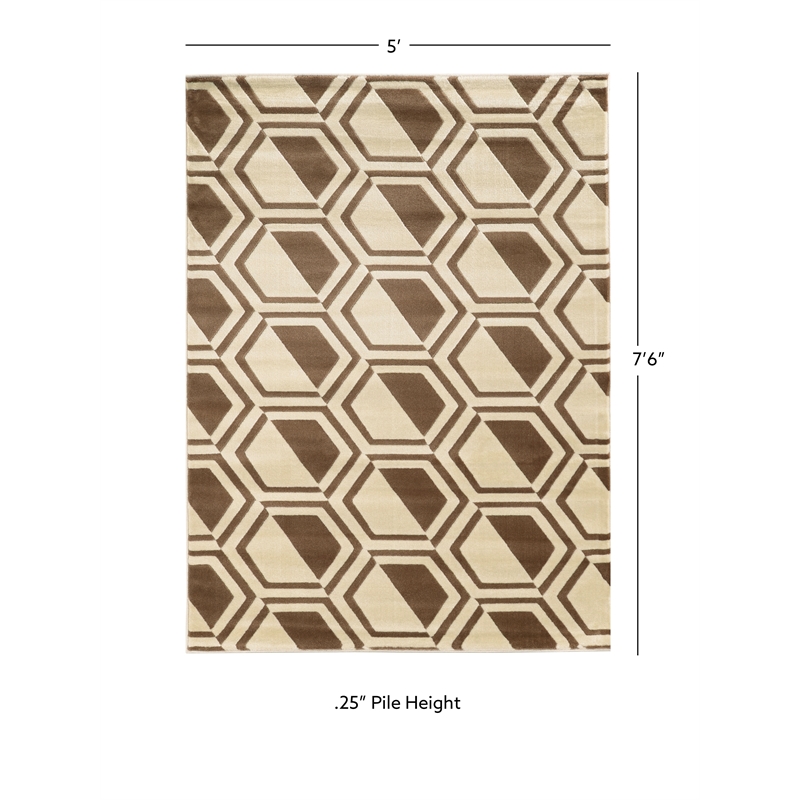 Linon Roma Comb Power Loomed Polypropylene 5'x7' Rug in Ivory