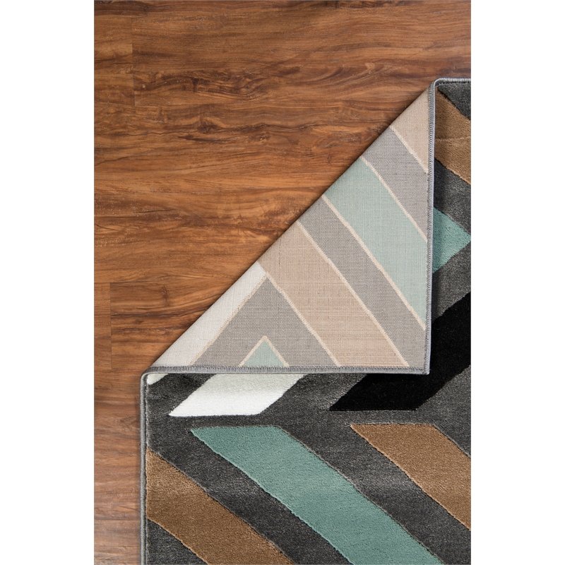 Linon Roma Herringbone Power Loomed Polypropylene 5'x7' Area Rug in Gray