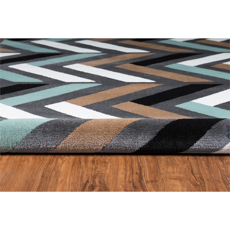 Linon Roma Herringbone Power Loomed Polypropylene 5'x7' Area Rug in Gray