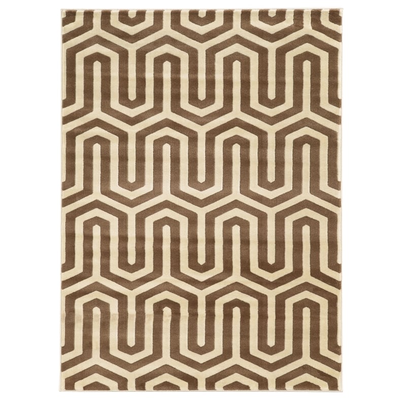 Linon Roma Tangent Power Loomed Polypropylene 8'x10' Rug in Ivory