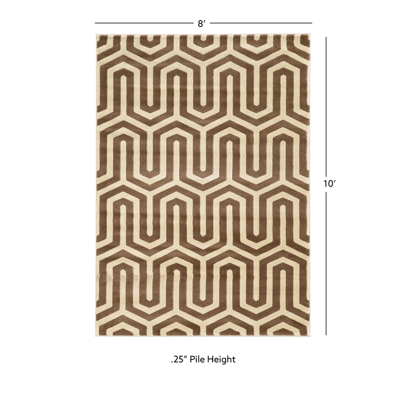 Linon Roma Tangent Power Loomed Polypropylene 8'x10' Rug in Ivory