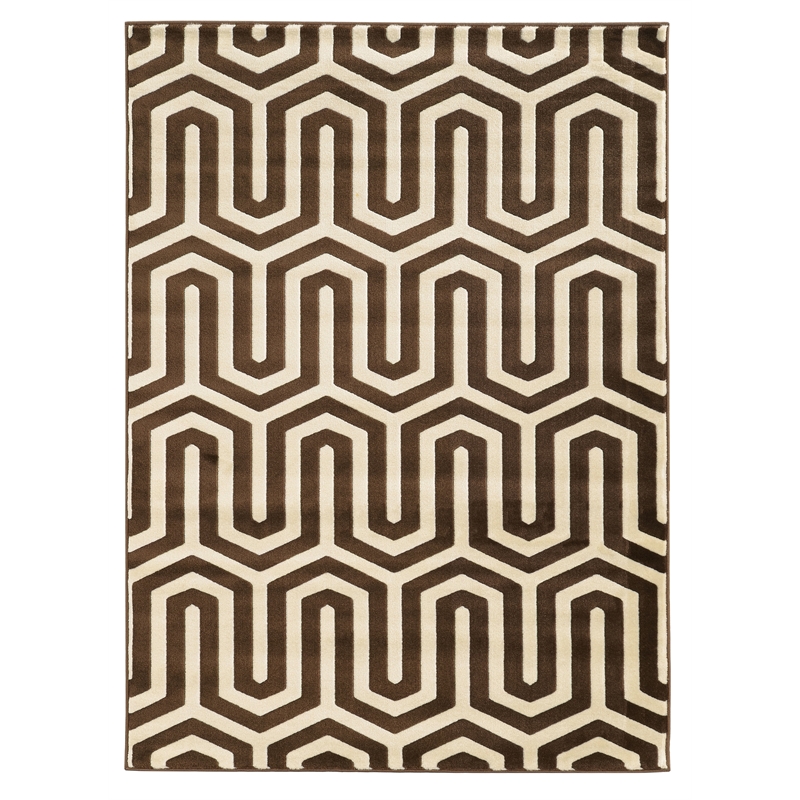 Linon Roma Zigzag Power Loomed Polypropylene 5'x7' Rug in Ivory
