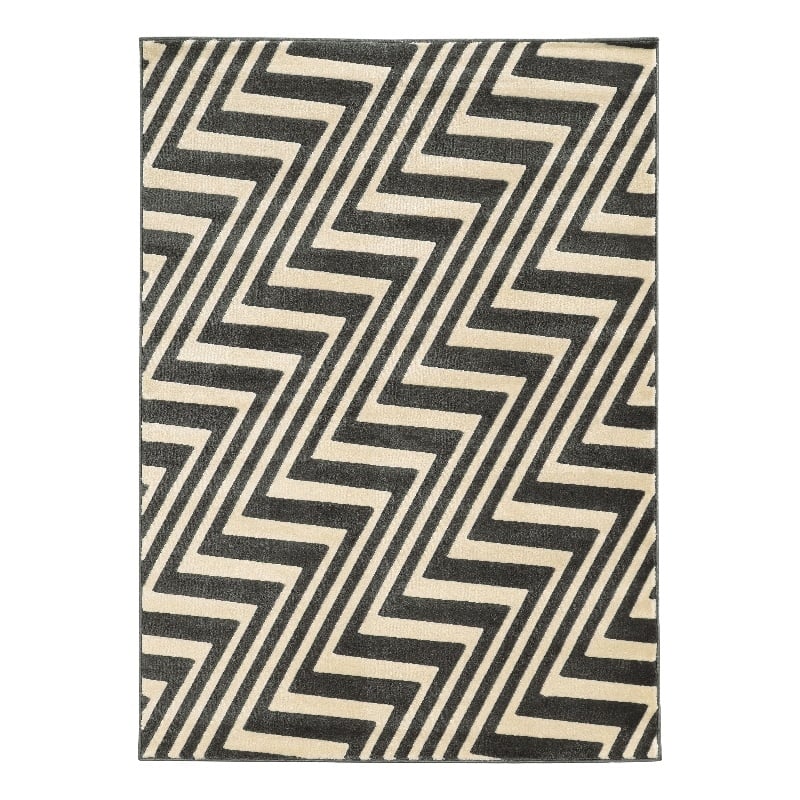 Linon Roma Zigzag Power Loomed Polypropylene 5'x7' Rug in Gray