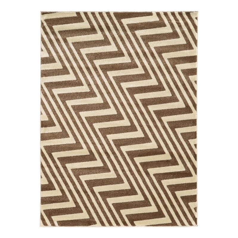 Linon Roma Zigzag Power Loomed Polypropylene 5'x7' Rug in Ivory
