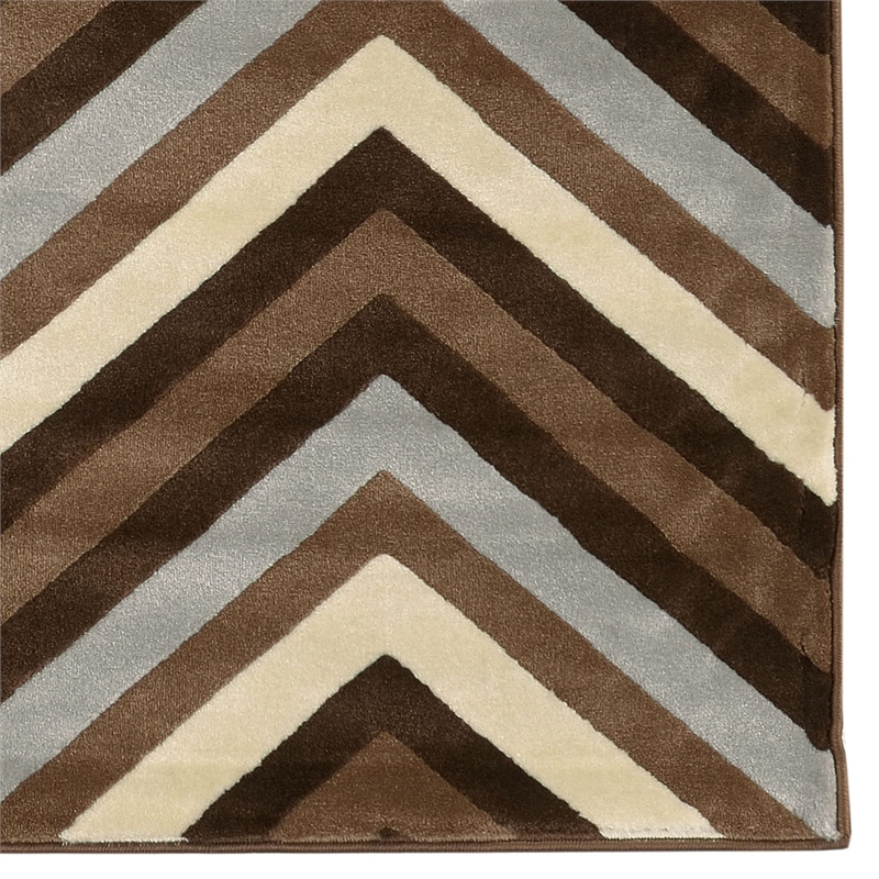 Linon Roma Chevron Power Loomed Polypropylene 8'x10' Rug in Gray Multi-Color