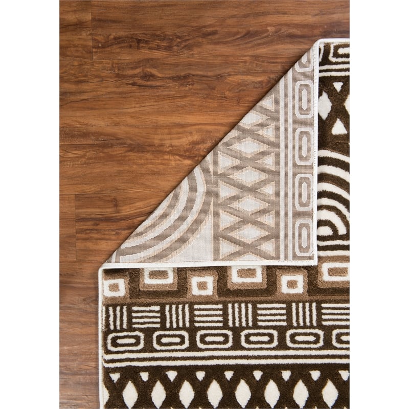 Linon Roma Lima Power Loomed Polypropylene 5'x7' Rug in Ivory