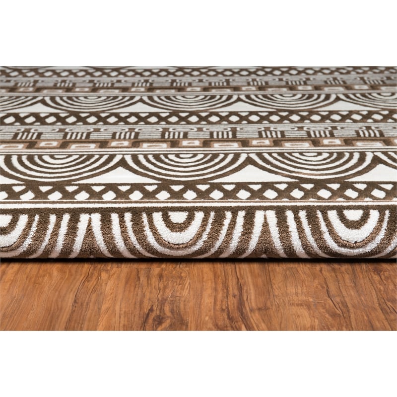 Linon Roma Lima Power Loomed Polypropylene 5'x7' Rug in Ivory