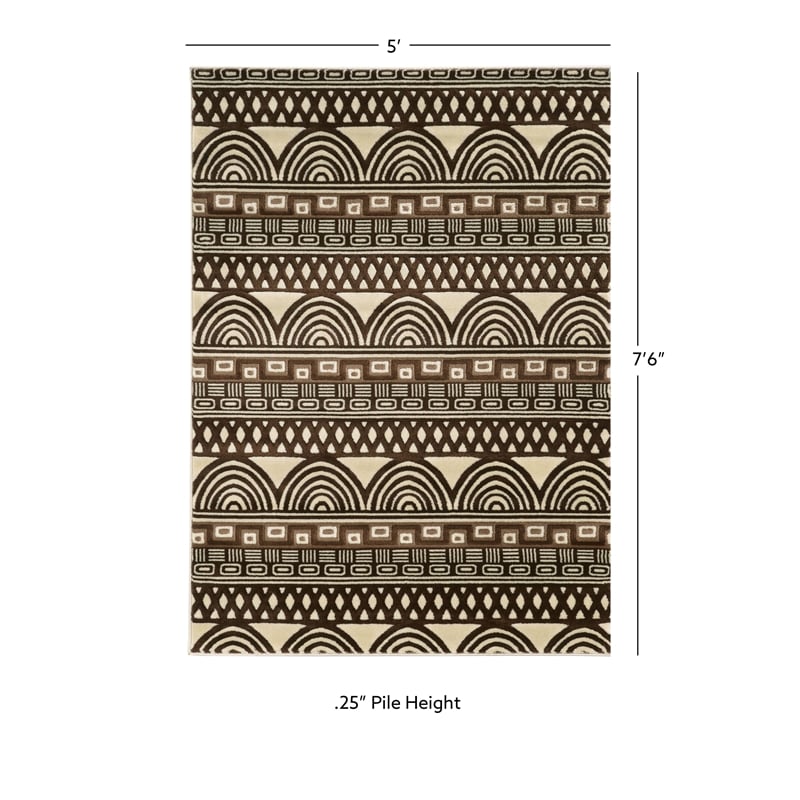 Linon Roma Lima Power Loomed Polypropylene 5'x7' Rug in Ivory