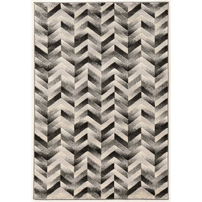 8' x 10' Patchwork Chevron Rug in Grey - RUGRA2081