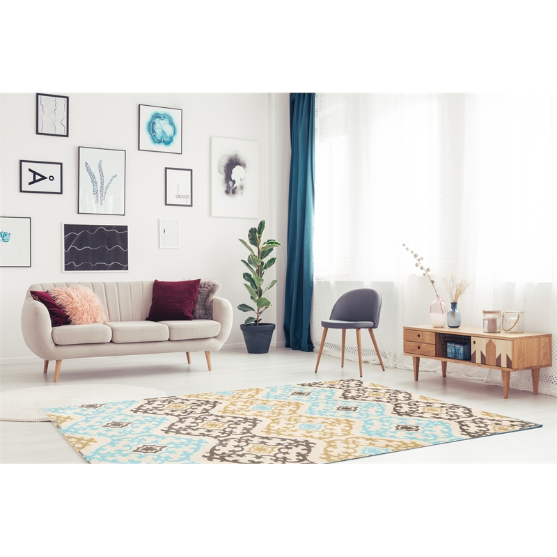 Linon Geo Marli Hand Tufted Microfiber Polyester 8'x10' Rug in Gray