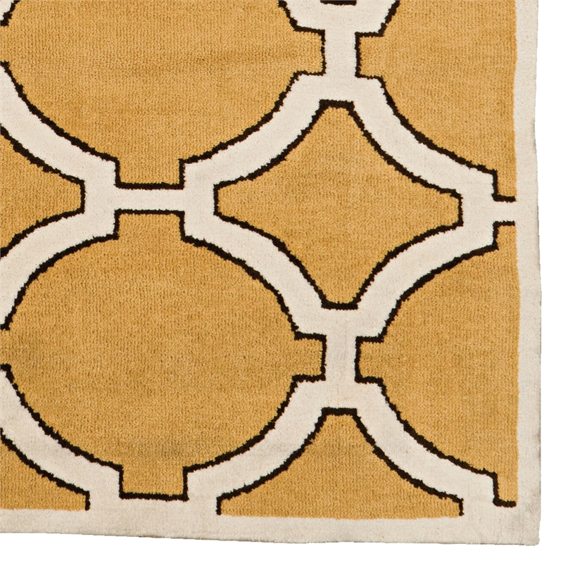 Linon Geo Kelli Hand Tufted Microfiber Polyester 5'x7' Rug in Yellow