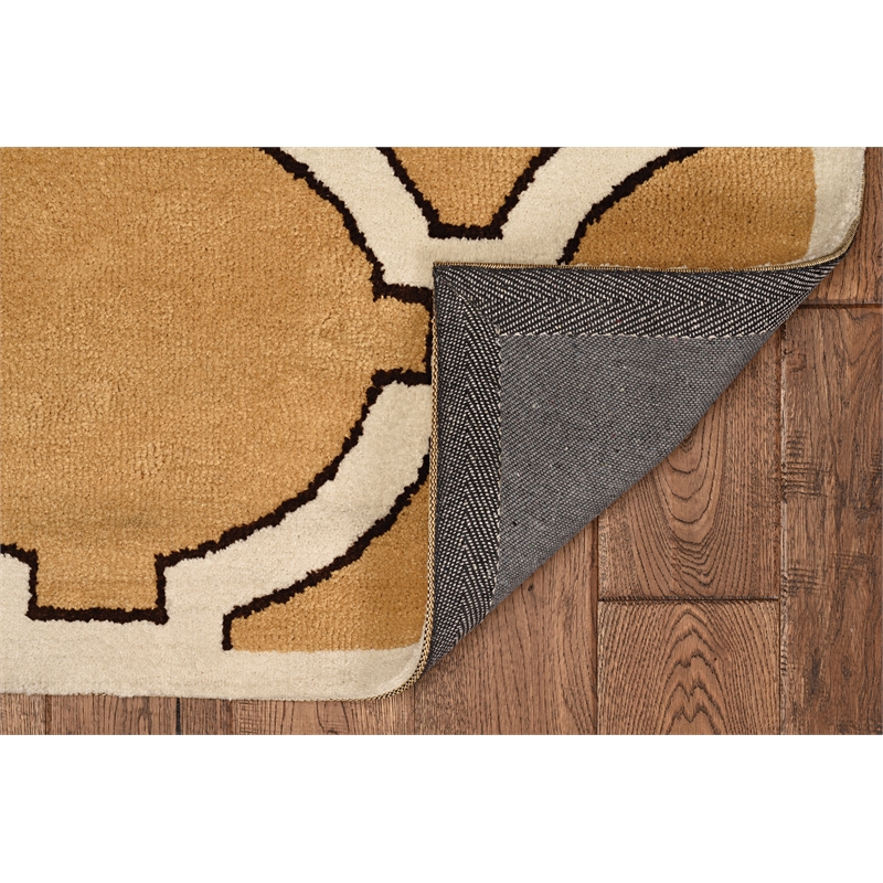 Linon Geo Kelli Hand Tufted Microfiber Polyester 5'x7' Rug in Yellow