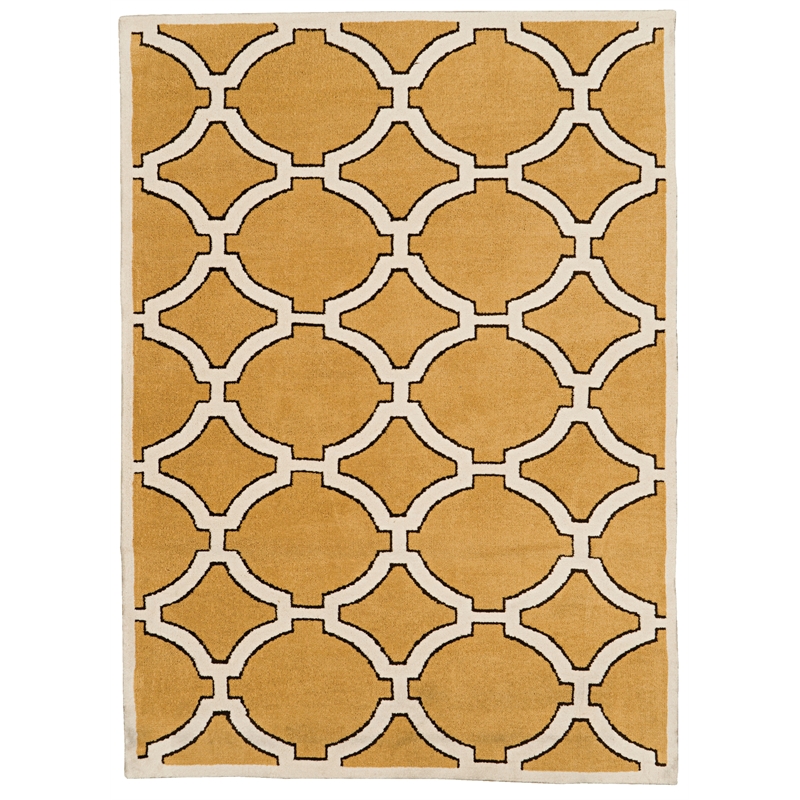 Linon Geo Kelli Hand Tufted Microfiber Polyester 5'x7' Rug in Yellow
