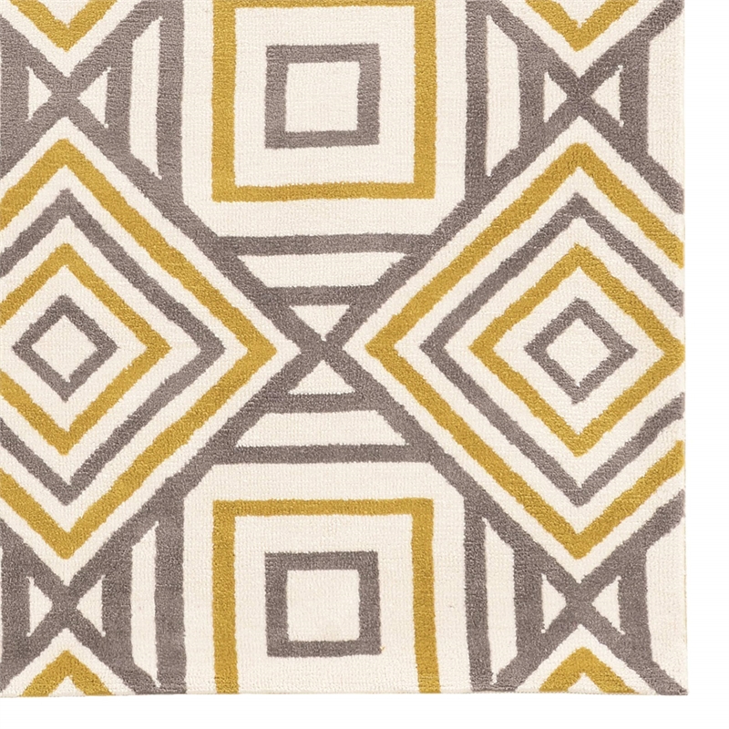 Linon Geo Ranlyn Hand Tufted Microfiber Polyester 8'x10' Rug in Ivory