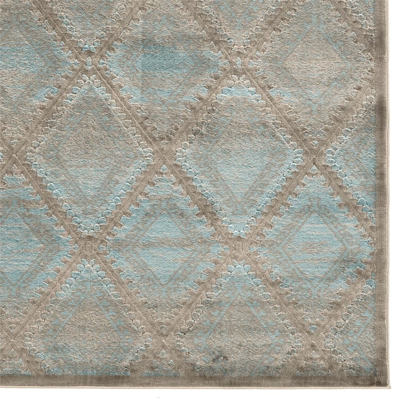 Linon Platinum SantaFe Power Loomed Polyester 8'x11' Rug in Blue