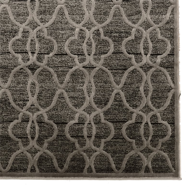 Linon Platinum RawIron Power Loomed Polyester 8'x11' Rug in Gray