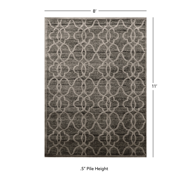 Linon Platinum RawIron Power Loomed Polyester 8'x11' Rug in Gray
