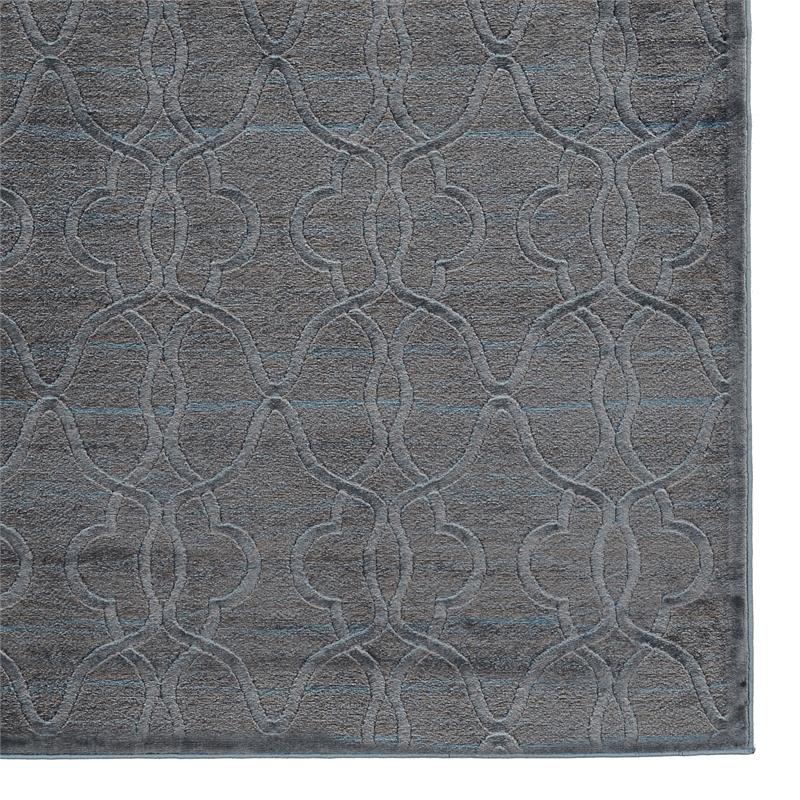 Linon Platinum RawIron Power Loomed Polyester 8'x11' Rug in Blue