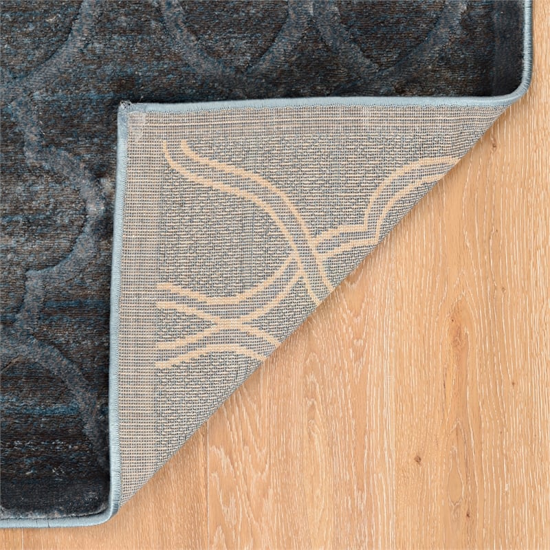 Linon Platinum RawIron Power Loomed Polyester 8'x11' Rug in Blue